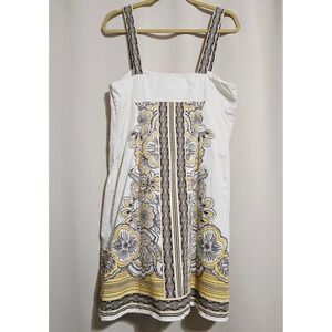 Ann Taylor LOFT Petites Sundress White Yellow Floral Dress 12P Summer